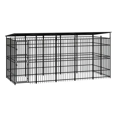 vidaXL Outdoor Dog Kennel with Roof Steel Puppy Enclosure Dog Pet Supply Cage