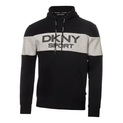 (S, Black) DKNY Mens South Street Breathable Colour Block Hoodie Soft Hoody