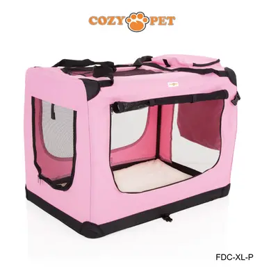 Fabric Dog Crate Pink, Size 90cm, Cat Pet Carrier by Cozy Pet Transport Travel Cage FDC-XL-P