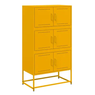 vidaXL Sideboard Storage Cupboard Side Cabinet Highboard Mustard Yellow Steel