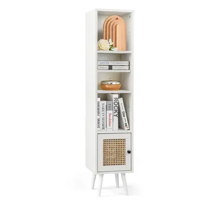 Bathroom Slim Cabinet Tallboy Organiser w/12-Position Adjustable Shelf White