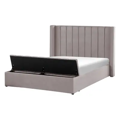 Bed with Storage Bench Velvet NOYERS x cm (EU Double) Grey