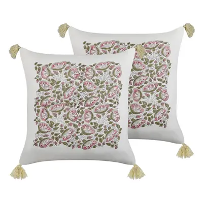 Set of Cushions Floral Pattern CARISSA Cotton x cm Multicolour