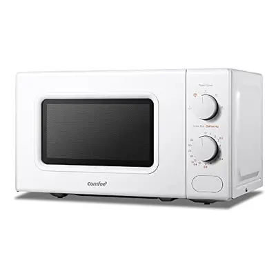 COMFEE 700W 20L White Microwave Oven With Cooking Power Levels, Quick Defrost Function, And Kitc