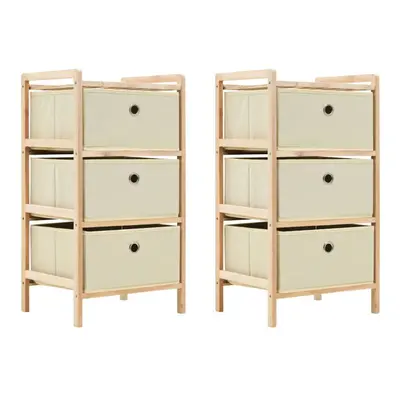 vidaXL 2x Storage Racks with Fabric Baskets Beige Cedar Wood Organiser Unit