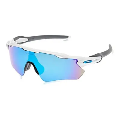 Oakley Mens Oo9208 Radar Ev Path Polarized Shield Sunglasses, Polished White & Black/Prizm Sapph