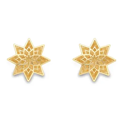 Jewelco London 9ct Yellow Gold Spirograph Explosion Star Burst Stud Earrings 7mm - SENR02873