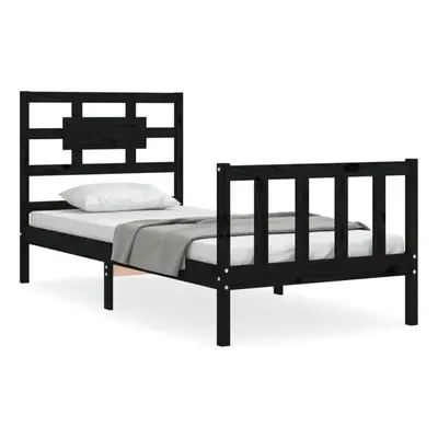 (black, x cm) vidaXL Bed Frame Bed Base Platform Bed with Headboard Black Single Solid Wood