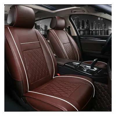 (Coffee) 1psc PU Leather Car Full Surround Seat Cover Cushion Protector Set Universal for Seats 