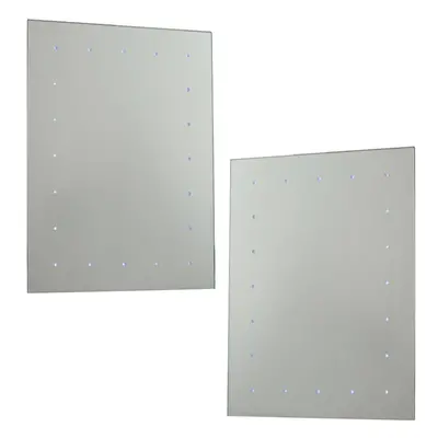 2 PACK IP44 LED Bathroom Mirror 60cm x 45cm Battery Powered Wall Light Switch