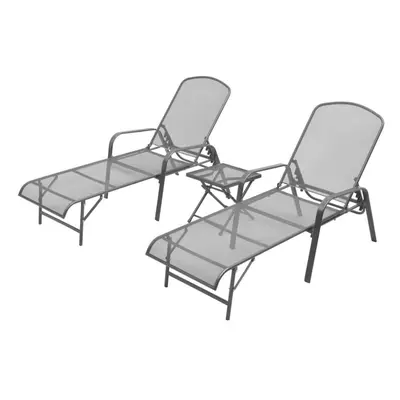 vidaXL Sun Loungers pcs with Table Steel Anthracite