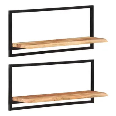 (80 Â¡Ã Â¡Ã cm) vidaXL Wall Shelf Set Picture Ledges Display Unit Solid Acacia Wood and Steel