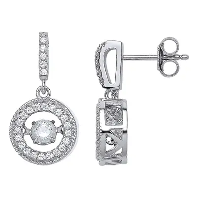 Jewelco London Ladies Sterling Silver Cubic Zirconia Floating Halo Drop Earrings - GVE527