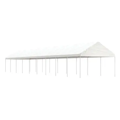 (20.07 x 4.08 x 3.22 m) vidaXL Gazebo Part Tent with Roof Pavilion Outdoor Marquee White Polyeth