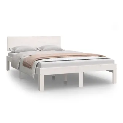 (white, x cm) vidaXL Bed Frame Bedroom Bed Base Bedstead Mattress Foundation Solid Wood