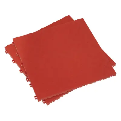 9 PACK Heavy Duty Floor Tile - PP Plastic - x 400mm - Red Treadplate