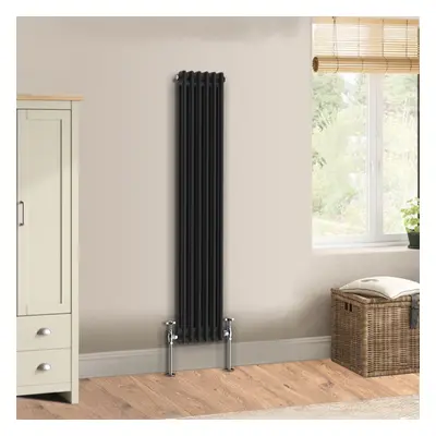 (1500 x 290mm - Double) Warmehaus Traditional Cast Iron Style Black Radiator Perfect for Bathroo