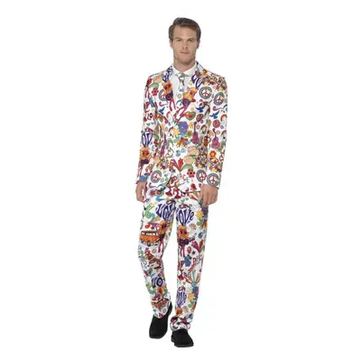 Smiffy's Men's Groovy Suit, Stand Out Suit, Jacket, Trousers And Tie, Stand