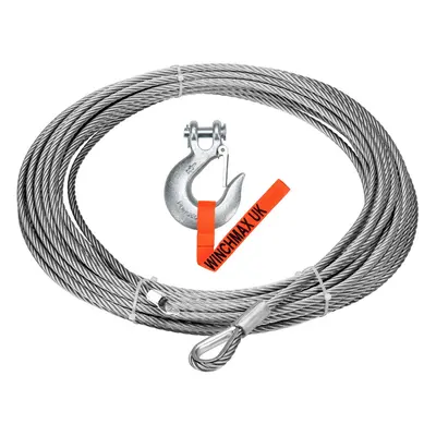 WINCHMAX Winch Cable/Wire Rope 26m x 12mm with 1/2 inch Clevis Hook. Suitable for winches up to 