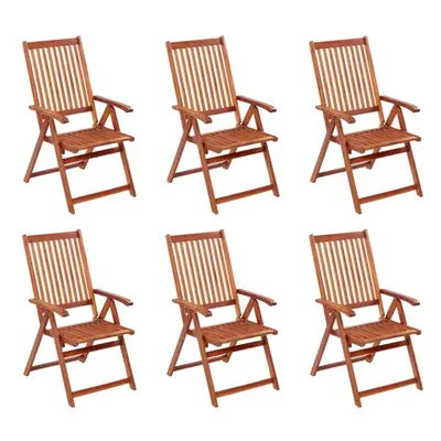 vidaXL 6x Solid Acacia Wood Folding Garden Chairs Wooden Outdoor Dining Seat