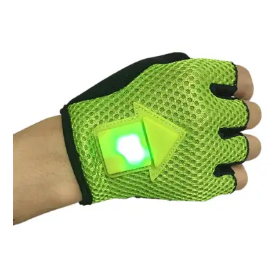 (Green, L) Bike Gloves Gravity Sensor Turn Signal LED Light Automatic Induction Warning