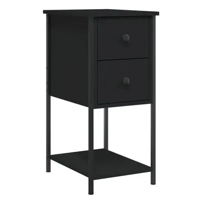 (black) vidaXL Bedside Cabinet Bedside Table Side Table Sonoma Oak Engineered Wood