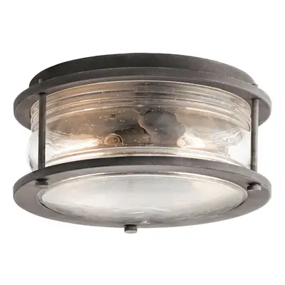 Outdoor IP44 Bulb Flush Light Low Ceiling Weathered Zinc LED E27 60W