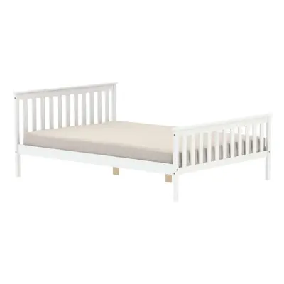 White Double Bed Frame 4FT6 Bedstead Birlea Oxford Solid Wood Shaker Design