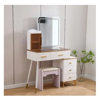 HIGH GLOSS BEDROOM DRESSING TABLE WHITE AND GOLD