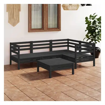 vidaXL Garden Lounge Set Outdoor Sofa Set Couch Piece Solid Pinewood Black