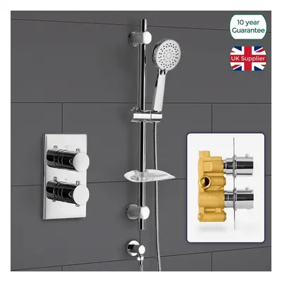 Bathroom Concealed Thermostatic Shower Mixer & Slider Rail Mode Handset Shower