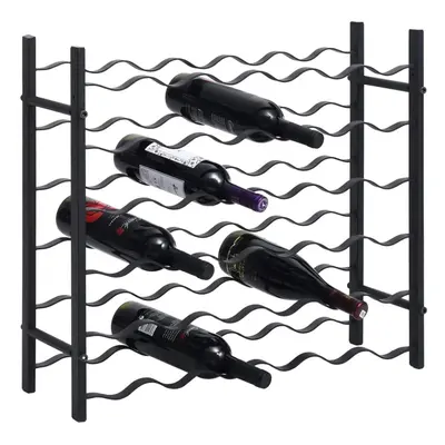 vidaXL Wine Rack for Bottles Black Iron