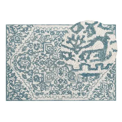 Wool Area Rug x cm White and Blue AHMETLI