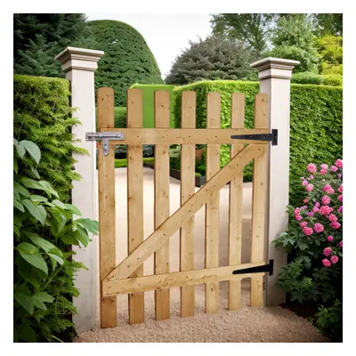 (4ft Tall (120cm)) 3-6FT Wooden Garden Gate Timber Entrance Pedestrian Fence Wood Barn Door Cott