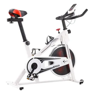 Exercise Spinning Bike with Pulse Sensors White and Red