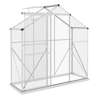 Outsunny x 2.5ft Polycarbonate Greenhouse Aluminium Green House, Silver