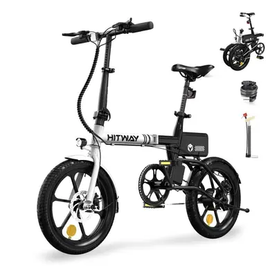 (HITWAY 16" Electric Bike E Bike Foldable City E Bikes , 250W Motor, Assist Range Up to 25-60Km)