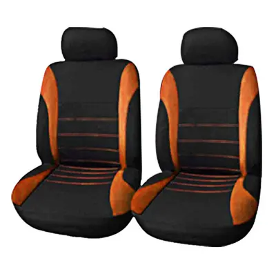 (Orange) Pack Universal Car Seat Cover Set Front Rear Head Rests Full Set Auto Cover