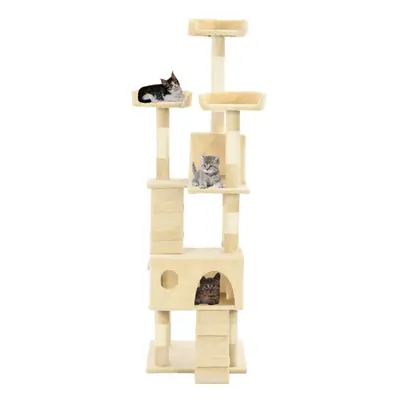 vidaXL Cat Tree with Sisal Scratching Posts 170cm Beige Kitten Furniture Tower