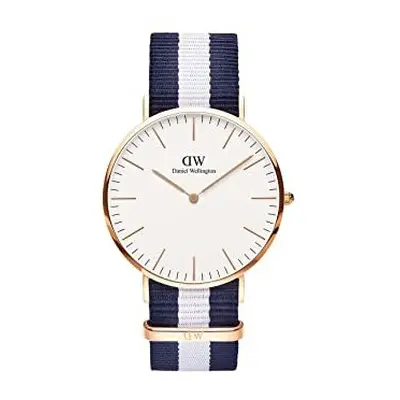 Daniel Wellington Classic Glasgow, Blue-White/Rose Gold Watch, 40mm, NATO, for Men