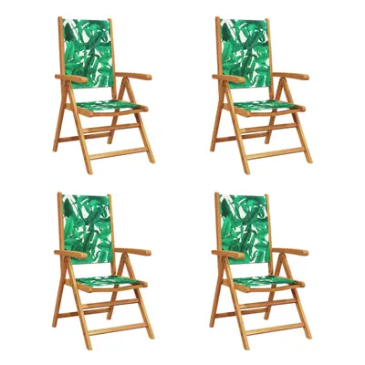 (leaf pattern, pcs) vidaXL Reclining Garden Chairs Outdoor Chairs Armchair Fabric & Solid Wood