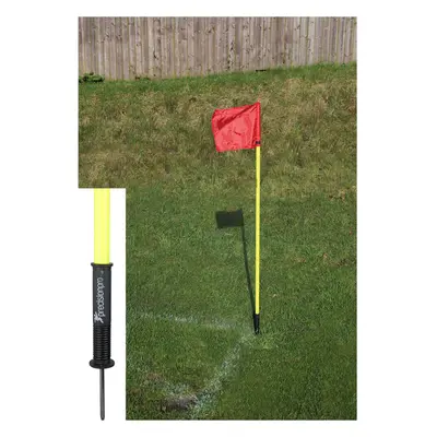 4 PACK 5ft Football Corner Posts Set - Sprung Spiked FLUO YELLOW Flags Not Inc