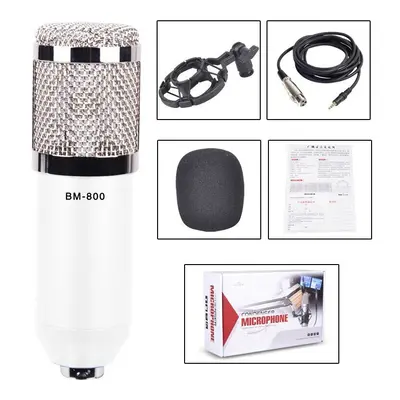 (Silver) Professional Condenser Microphone Studio Broadcasting Singing Audio Recording Mic