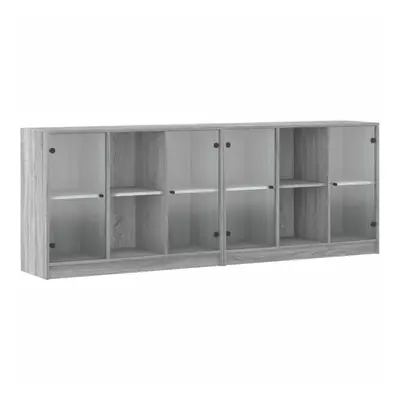 vidaXL Bookcase with Doors Bookshelf Rack Cabinet Grey Sonoma Engineered Wood