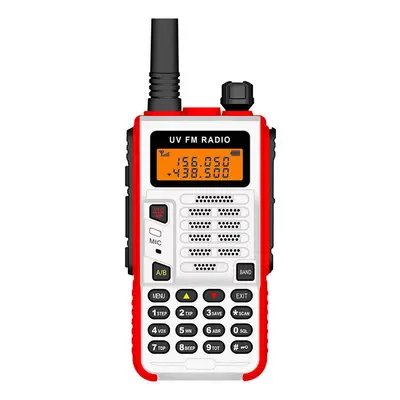 (White) Sports Version Walkie-Talkie 2-15KM VHF UHF Dual Band UV 5R Two Way Radio for Hunting Ha