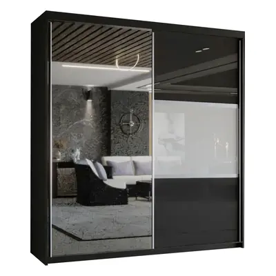 (Black , cm ) MN FURNITURE Hatan HighGloss Sliding Door wardrobe