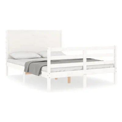 (white, x cm) vidaXL Bed Frame Bed Base Platform Bed with Headboard White Single Solid Wood