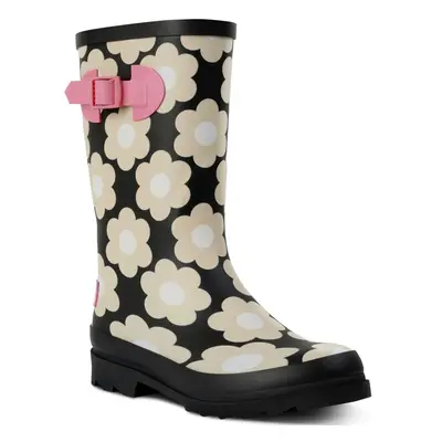 (3 UK, Black Daisy) Regatta Womens Orla Kiely Quarter Adjustable Patterned Wellington Boots Well