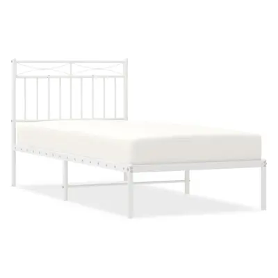 (white, 90x190 cm/with headboard) vidaXL Metal Bed Frame Home Bedroom Bed Base Mattress Foundati