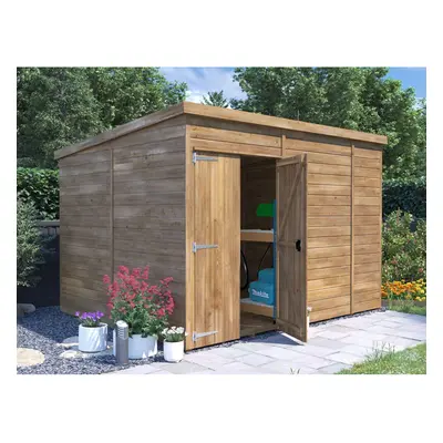 Dunster House Wooden Garden Shed 3m x 2.4m Outdoor Storage Building Overlord with Pent Roof